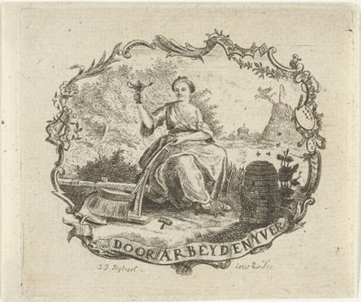 Mulher com lâmpada acesa Trabalho e indústria (título no objeto) de Joannis Jacobus Bijlaert