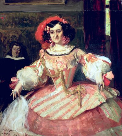 Retrato de Maria Guerrero, atriz e diretora do Teatro Espanol de Madrid de Joaquín Sorolla