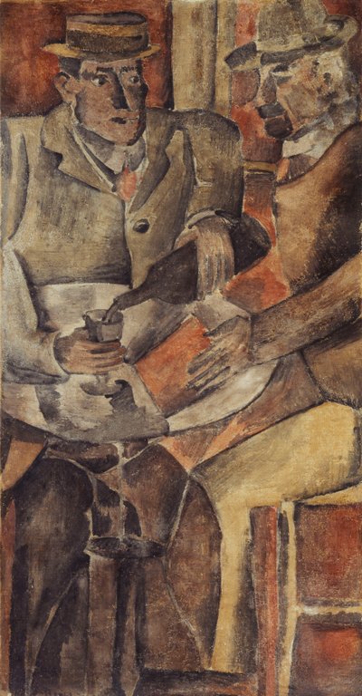 Reunião no café, c.1926 (têmpera sobre tela) de Joaquín Torres García