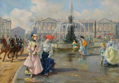 Place de la Concorde, c.1872 (óleo sobre tela) de Joaquín Pallarés Allustante