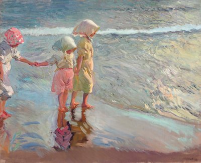 As três irmãs na praia, 1908. de Joaquín Sorolla