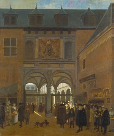 A Bolsa de Valores em Amesterdão, c.1675-80 (óleo sobre tela) de Job Berckheyde