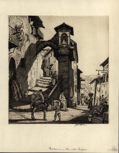 Madonna na parede, Subiaco, 1929 (gravura do drypoint) de Job Nixon