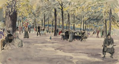 Jardins das Tulherias, Paris, c.1925 (ink & wc on paper) de Job Nixon