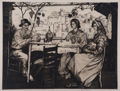 Una Trattoria, 1928 (gravura e ponto de secagem) de Job Nixon