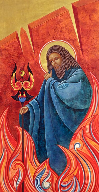 Profeta Elias, 2012 (têmpera de ovo e ouro de 24 quilates sobre madeira) de Jodi Simmons