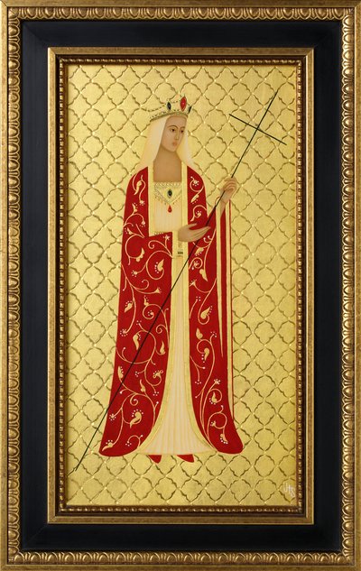 Santa Helena, 2014 (têmpera de ovo e ouro 24k sobre madeira) de Jodi Simmons
