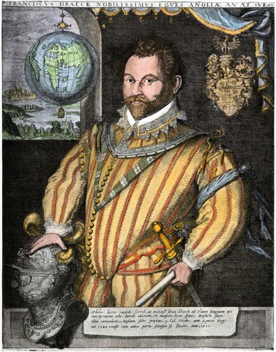 Retrato de Sir Francis Drake (gravura) de Jodocus Hondius