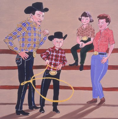Família Cowboy, 2001 (óleo e acrílico no painel) de Joe Heaps Nelson