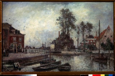 Cais do canal (um aterro do canal). Pintura de Johan Barthold Jongkind (1819-1891) de Johan Barthold Jongkind