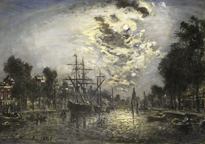Roterdã ao luar de Johan Barthold Jongkind (signed by artist)