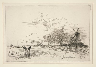 Canal de Hollande, pr?s de Rotterdam (Hiver) [Holland Canal, perto de Rotterdam (Inverno)] de Johan Barthold Jongkind
