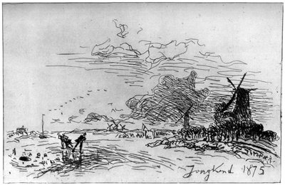 Canal pres Rotterdam, Canal Near Rotterdam c1830-1890 1924 de Johan Barthold Jongkind