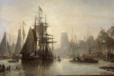 O porto de Roterdã. 1856 de Johan Barthold Jongkind