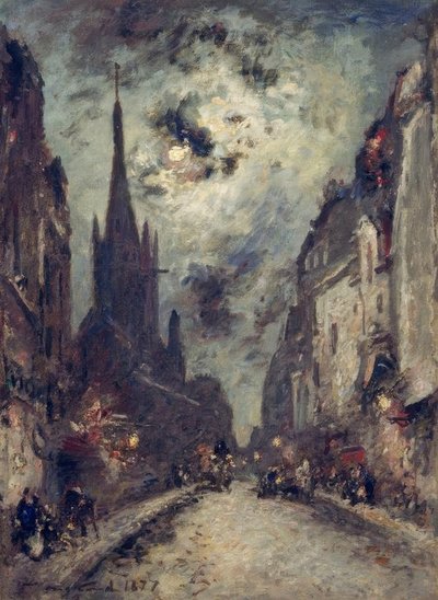 A Rue St. Jacques com a igreja de St. Séverin perto de Mondsche de Johan Barthold Jongkind