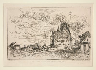 Demolitions de la Rue des Francs-Bourgeois Saint-Marcel (Demolição na Rue des Francs-Bourgeois Saint-Marcel) de Johan Barthold Jongkind
