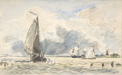 Dutch Fishing Boats, Verso: Sketches of Boats, 1870. de Johan Barthold Jongkind