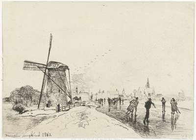 Vista de Maassluis Vue de la ville de Maaslins (Holanda) (título no objeto) de Johan Barthold Jongkind