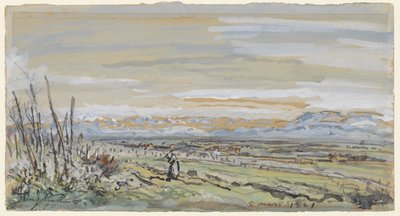 Vista de uma paisagem plana de Johan Barthold Jongkind