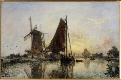 Na Holanda. Navios em uma fábrica de Johan Barthold Jongkind