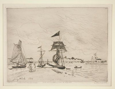 Cais de madeira no porto de Honfleur de Johan Barthold Jongkind