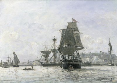 Grandes barcos à vela em Honfleur de Johan Barthold Jongkind