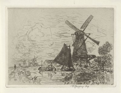Moinhos de vento perto de Rotterdam de Johan Barthold Jongkind