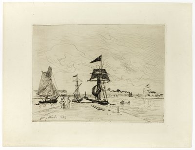 Cais no Porto de Honfleur de Johan Barthold Jongkind