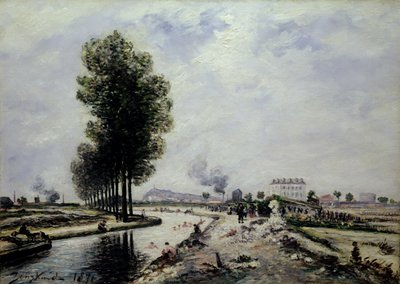 O Canal de l&39;Ourcq perto de Pantin, 1871 de Johan Barthold Jongkind