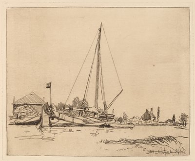 O Barco Ancorado (La Barque Amarree) de Johan Barthold Jongkind