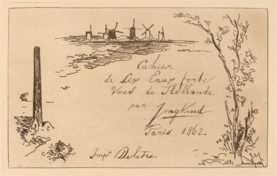 Página de rosto (Título do caderno de seis gravuras) de Johan Barthold Jongkind