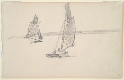 Dois Barcos de Pesca em Águas Calmas (reto); Dois veleiros em águas calmas (verso) de Johan Barthold Jongkind