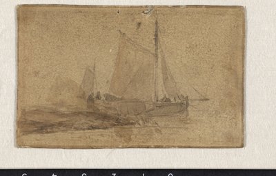 Barcaça de pesca amarrada a uma cabeceira de Johan Barthold Jongkind