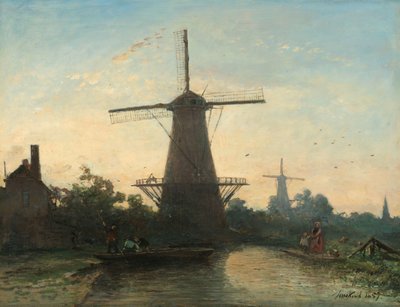 Moinhos de vento perto de Rotterdam de Johan Barthold Jongkind