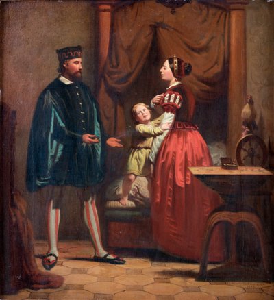 Catherine Maansdatter (1550-1612), Erik XIV da Suécia (1533-1577) e seu filho Gustaf (1568-1607) - Karin Mansdotter, Eric XIV e Filho Gustav - Pintura de Johan Zacharias Blackstadius (1816-1875) de Johan Blackstadius
