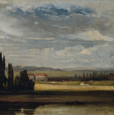Vista da paisagem com alto céu nublado de Johan Christian Dahl