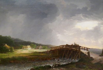 Dinamarquês: A ponte sobre o rio Tryggevælde com vista para Køge A ponte sobre o rio Tryggevælde com vista para Køge, Zelândia de Johan Christian Dahl