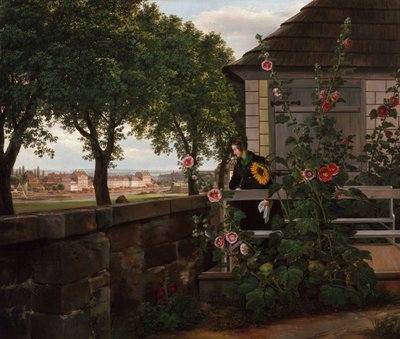 Julie Vogel no seu jardim de Johan Christian Dahl