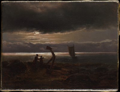 Mãe e filho à beira-mar de Johan Christian Dahl