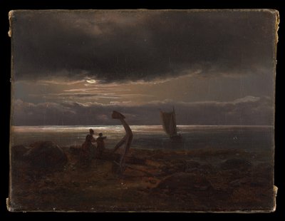 Mãe e filho junto ao mar de Johan Christian Dahl