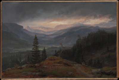 Norueguês:  Utsikt over Hallingdal Vista sobre Hallingdal de Johan Christian Dahl