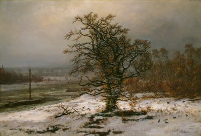 Carvalho junto ao Elba no inverno de Johan Christian Dahl