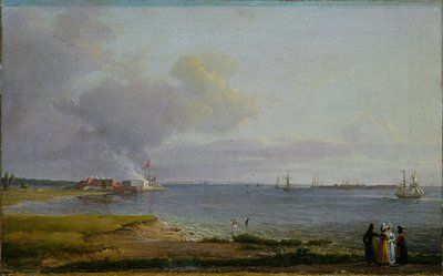 Vista sobre Øresund perto da fábrica de cal de Johan Christian Dahl