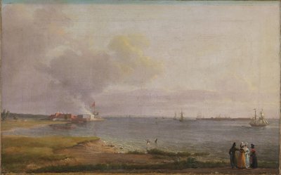 Vista sobre Øresund perto da fábrica de cal de Johan Christian Dahl