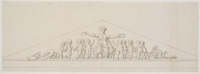 Esboço de um frontão, simbolizando prosperidade, com putti de Johan Christoph Petzold