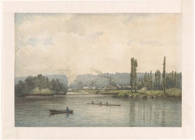 Vista de Port-Marly on the Seine, com o lavadouro de Johan Conrad Greive (signed by artist)