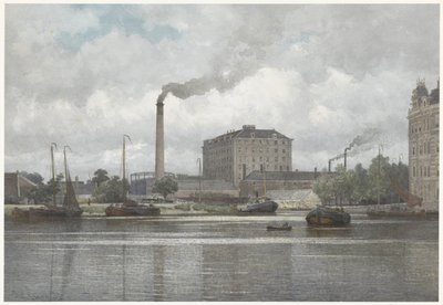 A refinaria de açúcar da empresa vom Rath em Buitensingel, Nassaukade em Amesterdão de Johan Conrad Greive