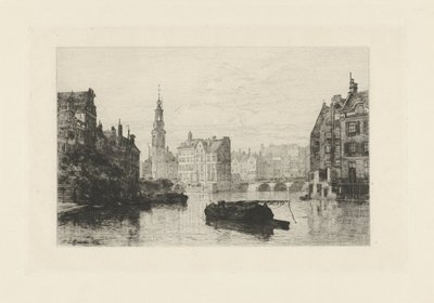 Vista do Munttoren em Amesterdão de Johan Conrad Greive