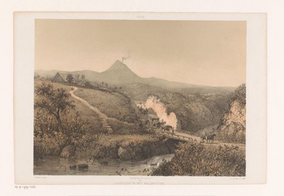 Paisagem perto de Malang Paisagem no Malangsche; Residência Pasoeroean Paisagem no Malangsche (título no objeto) Java após pinturas e desenhos de A. Salm (título da série) de Johan Conrad Greive