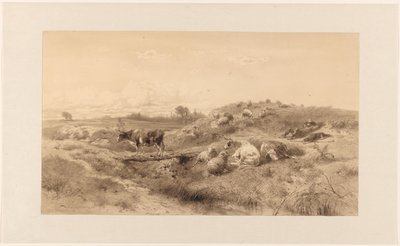 Paisagem com gado e pastoreio em repouso de Johan Daniël Koelman